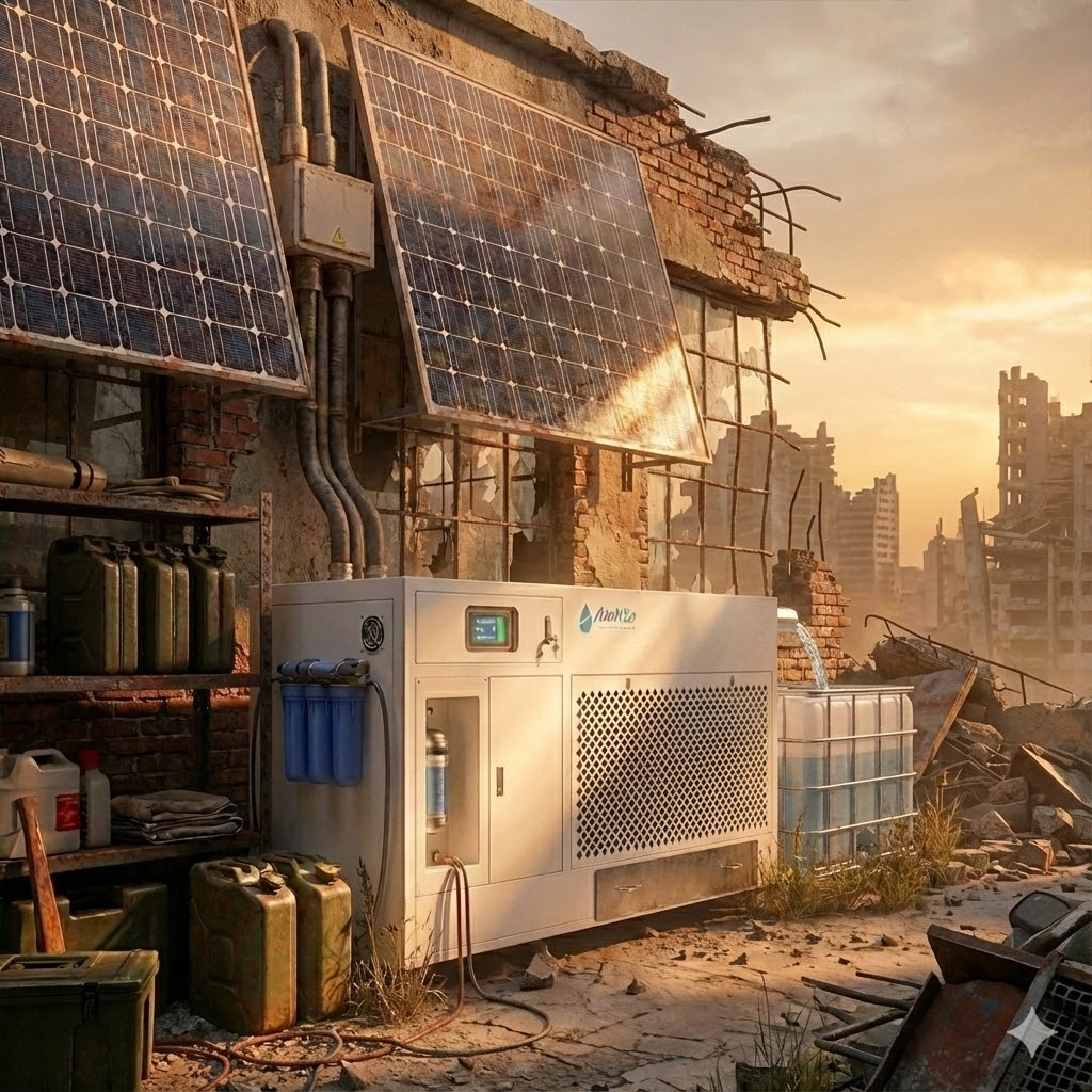 Penggunaan Tenaga Suria Fotovoltaik yang Digabungkan dengan Penjana Udara-ke-Air di Rumah Selamat Pasca-Apokaliptik